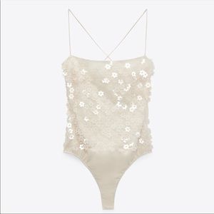 Zara floral sequin bodysuit